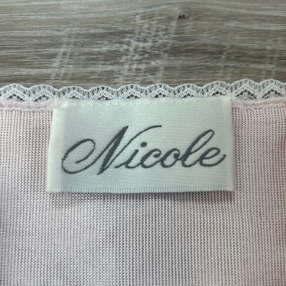 Vintage Nicole Pink Satin & Lace Nightgown ILGWU Made in USA | Size M - Picture 6 of 8